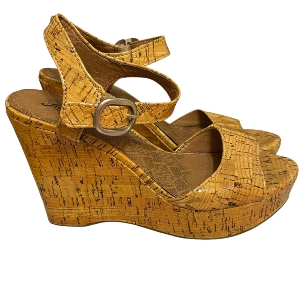 Lucky Brand wedges platform cork sandal ankle buckle size 7.5 US women’s